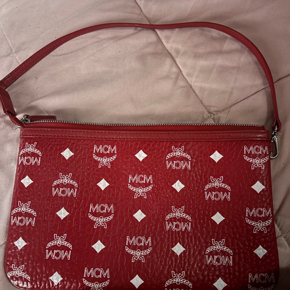 MCM Red Clutch with White Accents